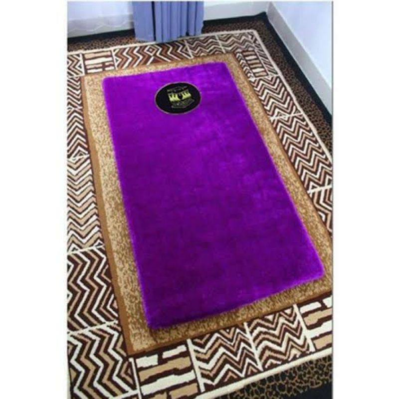 SAJADAH ANAK UK 50x90cm BULU RASFUR TEBAL BUSA 3CM-Ungu Terong