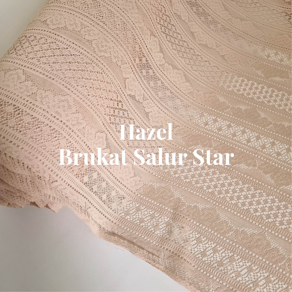 0,5m bahan kain brokat lace kebaya malika hazel krem coklat salur raya star rimba crown mahkota