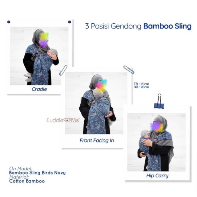 CuddleMe Ringsling Bamboo Gendongan Anak Kain Newborn Mshape Ergonomis SNI Aman BERGARANSI