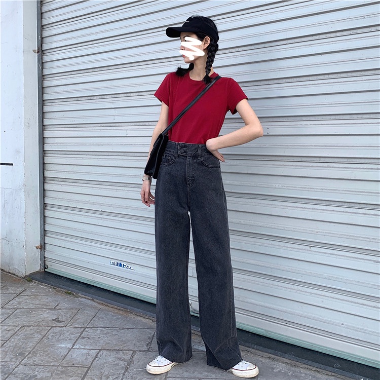 XIAOZHAINV Korean Style jeans high waist jumbo Celana Panjang Wanita High Waist Jeans