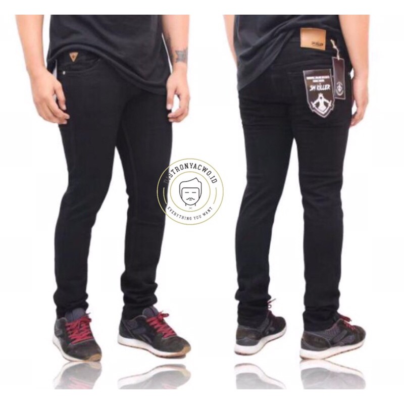 Celana JEANS Pria Skinny hitam Wrangler Grade ori size 28-38 slimfit 505 Cowok Terbaru outfit cowok