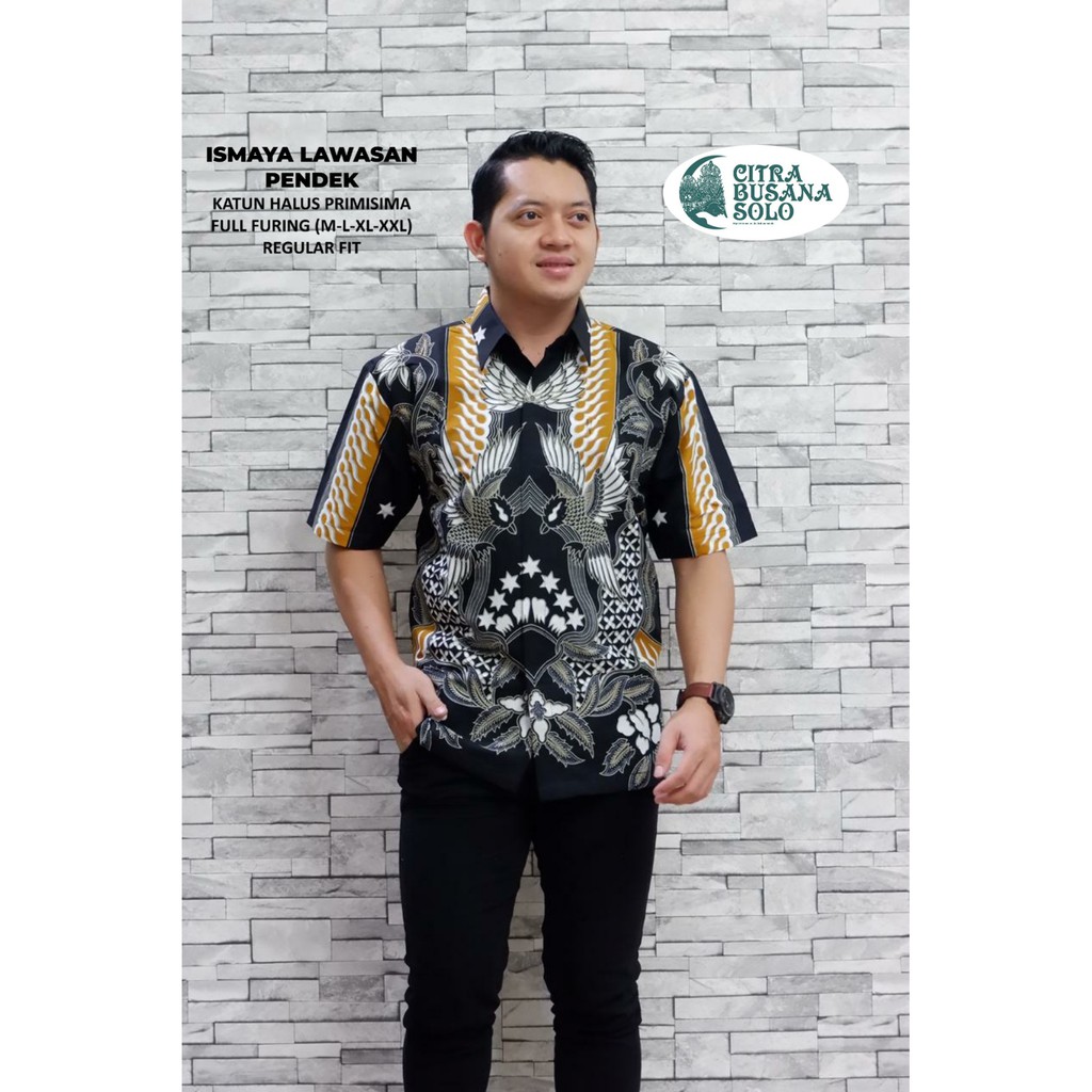 ISMAYA LAWASAN PENDEK Kemeja Batik Pria Full Furing Bahan Katun Halus Primisima