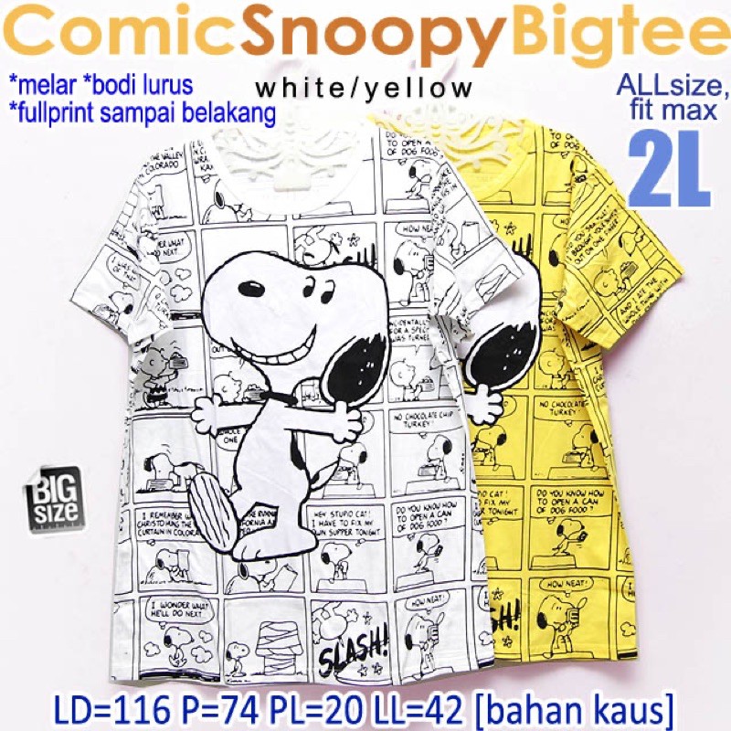 Comic Snoopy Bigtee 2L Kaos Jumbo Wanita Ukuran Big Size