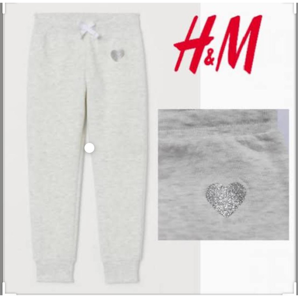  JOGGER  ANAK  PEREMPUAN POPMYWEAR H  M  GREY HEART GLITTER 3 