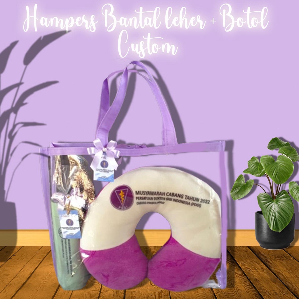 Hampers Souvenir Custom Bantal leher Bordir dan Tumbler Custom GROSIR