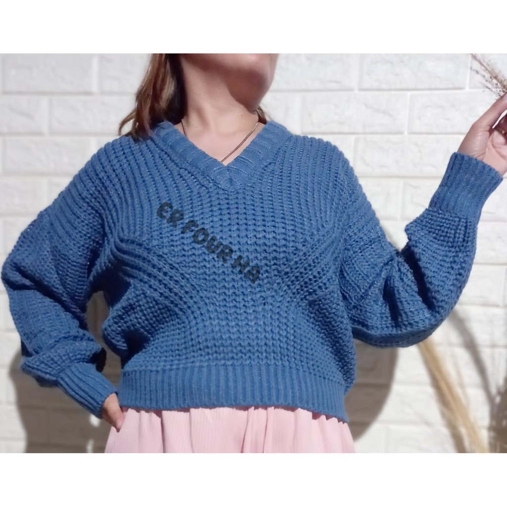 Sweater Rajut HANS Crop OVERSIZE | Type 3 Get | Rajut TEBAL Premium | Sweater Rajut