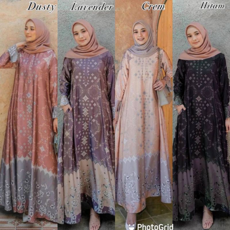 DRESS MAXMARA LUXURY PEACH CREAM  HITAM GREY HITAM UNGU LAVENDER DUSTY  PINK  VINTAGE