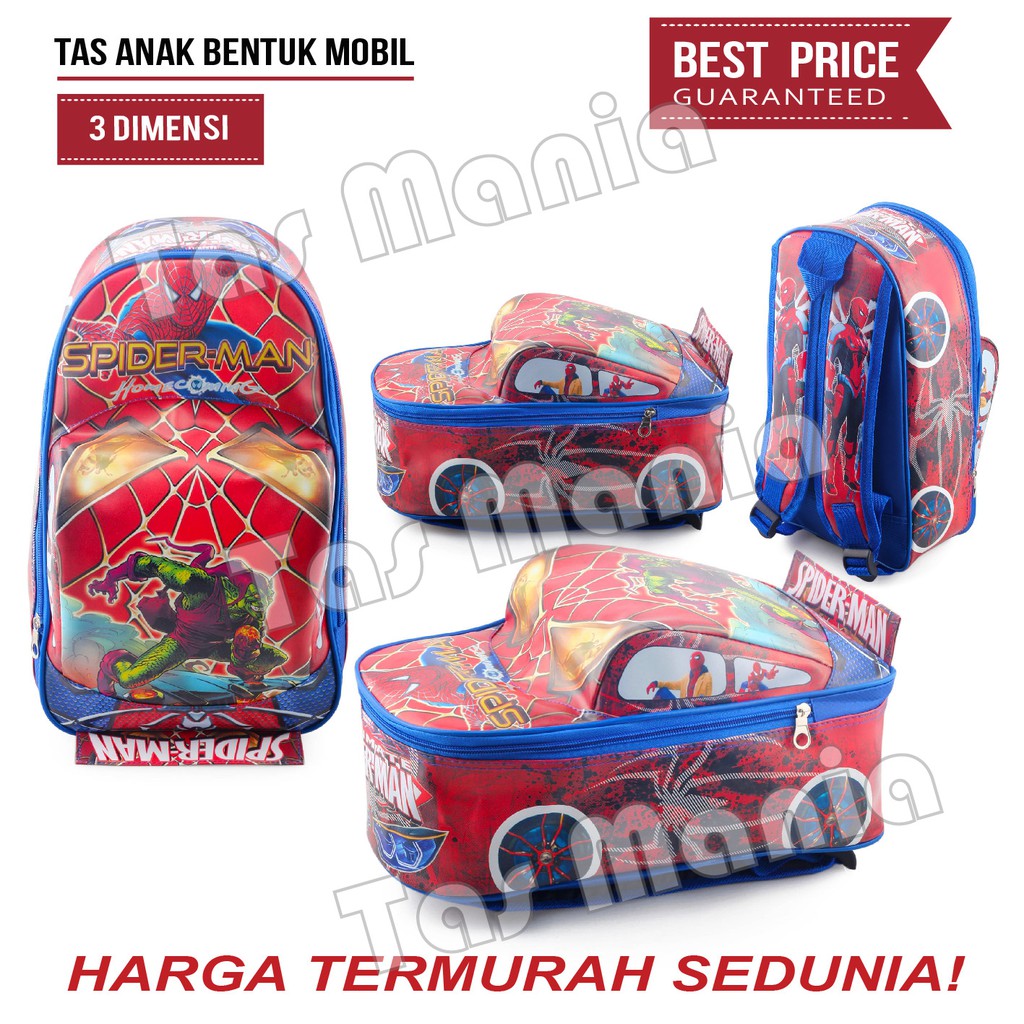 PTS -Tas Anak Cowo / Laki Laki Karakter - Bentuk Mobil - Ransel Sekolah Anak TK Tas Mobil On The Road .PT