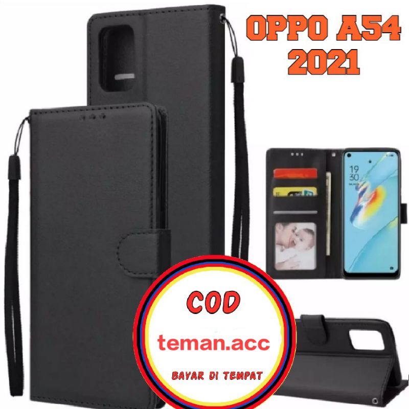 CASE KULIT SARUNG HP OPPO A54/A16 COVER DOMPET KULIT MAGNET LEATHER