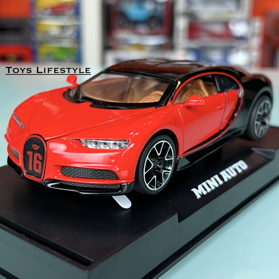 MiniAuto Diecast - Bugatti Chiron Skala 1:32 (Merah Hitam)