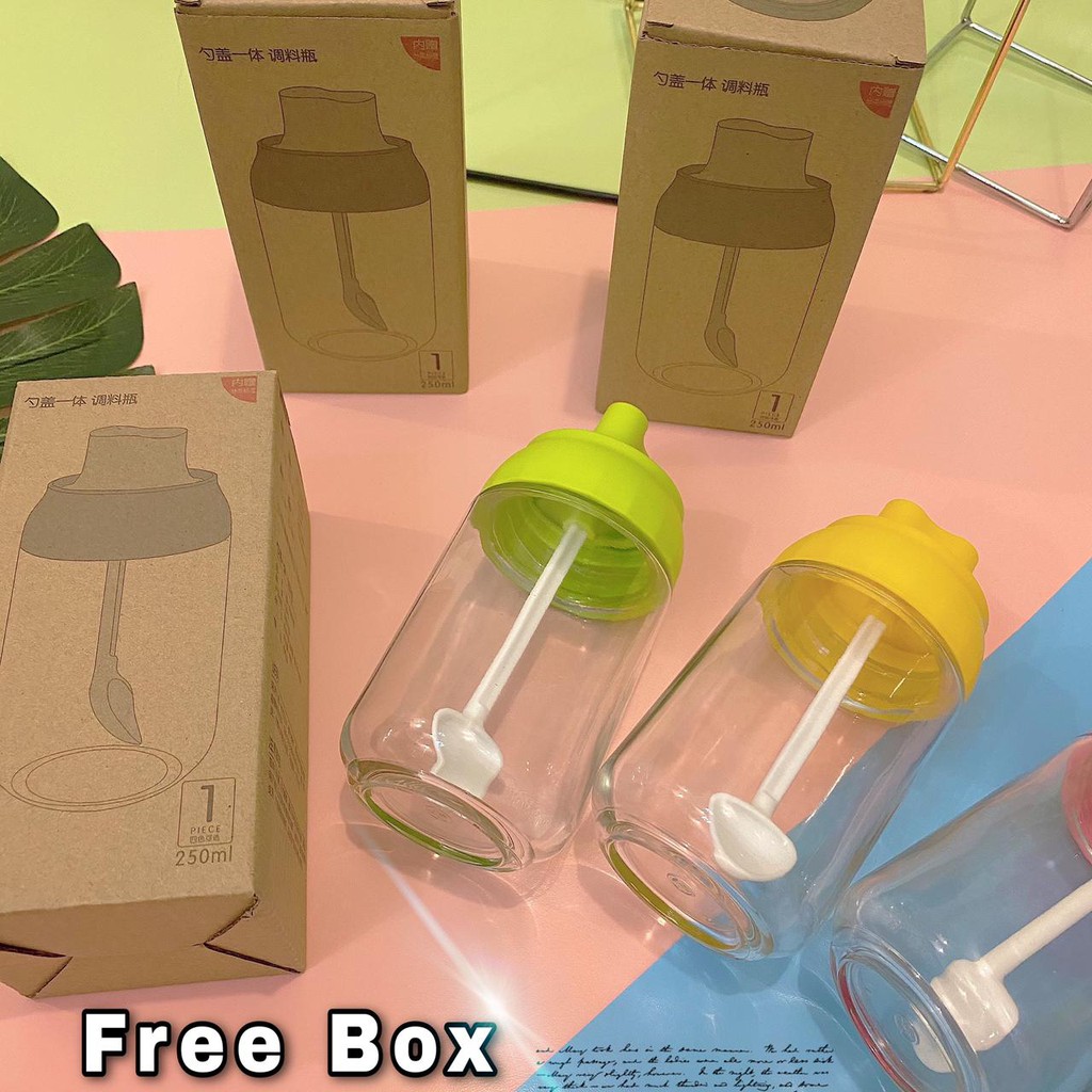 VS BG - Botol Warna Warni Bumbu dapur kaca / BUMBU rempah / madu SENDOK