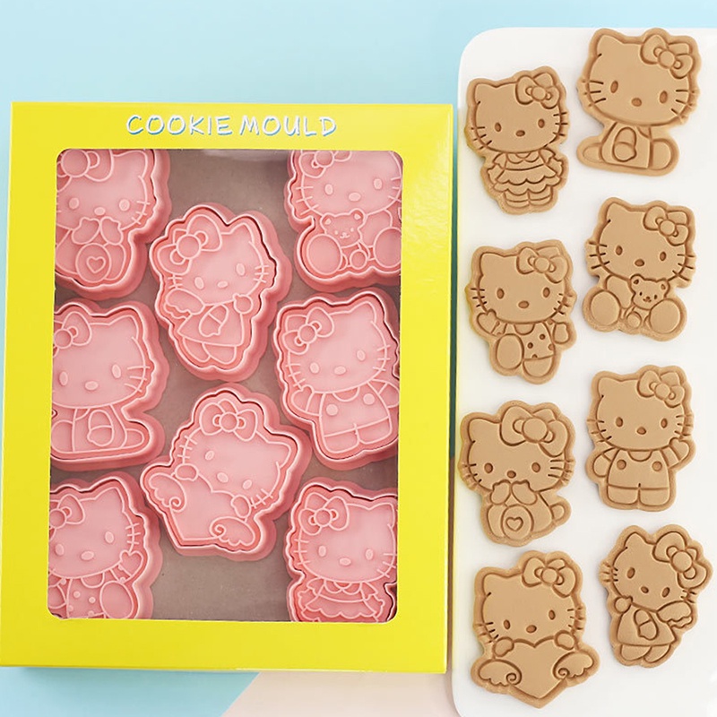 8 Pcs Cetakan Kue / Biskuit Bentuk Kucing 3D Untuk Alat Dekorasi