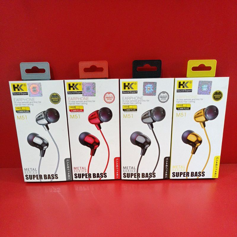 Hk Heandsfree / Headset / Earphone Super Bass Model M50 Jack Audio / Jack Type C