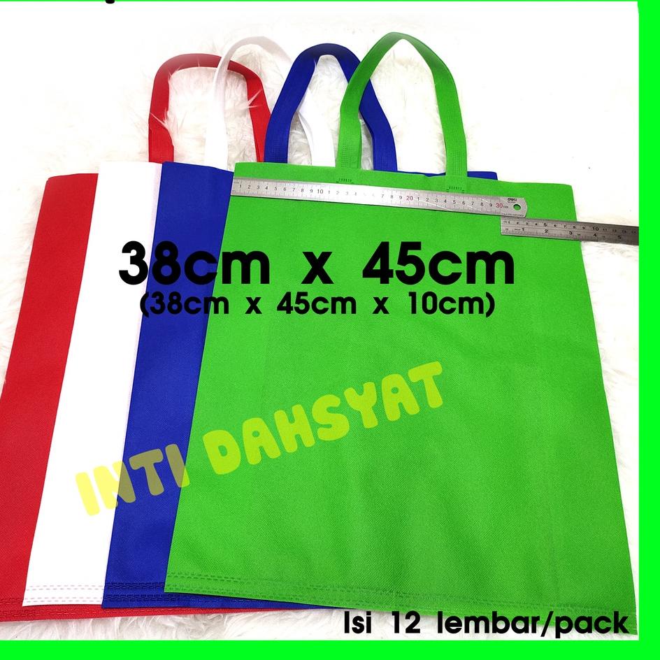 

(flxh -489) Tas Spunbond Goodie Bag Non Wooven Handle Lipat Samping 38x45+10 (isi 12lembar/Lusin) Tas Sembako Besar PALING MURAH kqkx206