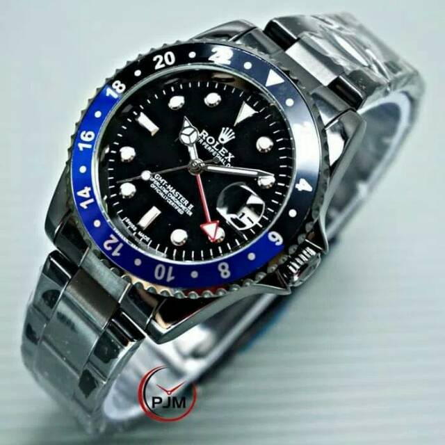 Jam Tangan Pria Rolex Rantai GMT Automatic - Biru Hitam