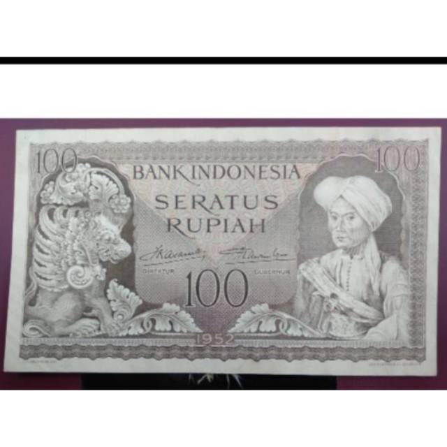 uang kertas kuno Indonesia 100 rupiah seri kebudayaan tahun 1952