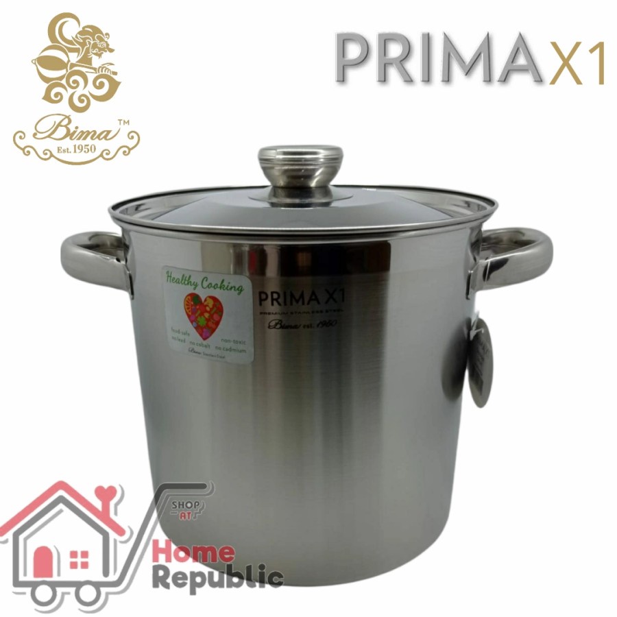 Panci Bima Prima X1 Stockpot 30cm Stainless Steel B2007330 Panci Tinggi Tutup Stainless