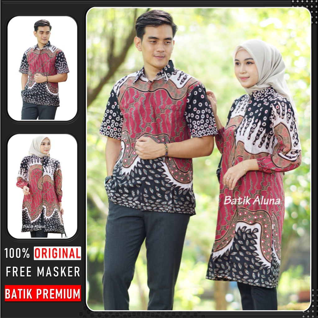 Batik Couple Modern Pasangan Terbaru Kekinian Bahan Katun Ful Furing Batik Blouse Wanita Modern Tunik Premium Batik Kondangan Wanita Dan Pria Atasan Batik Wanita Jumbo FASHION BATIK ALUNA