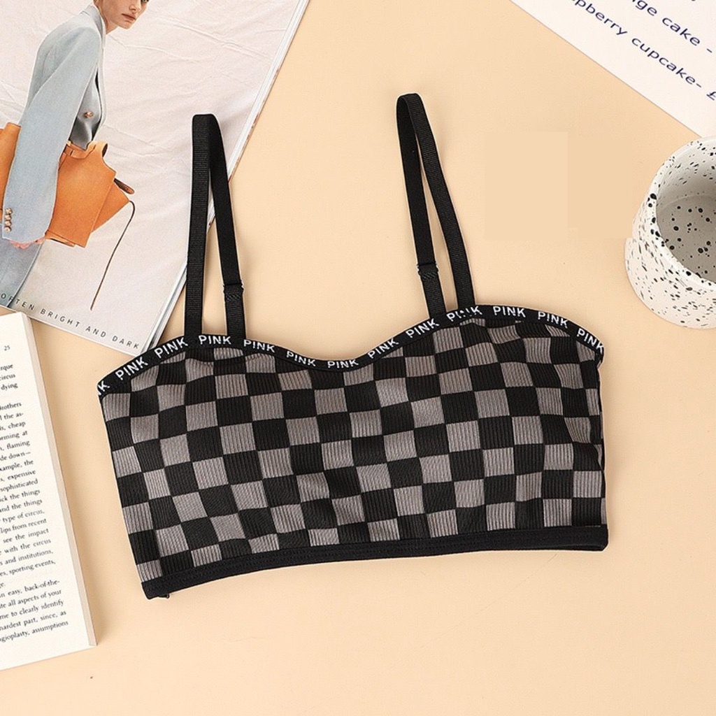 HUES.ID Bra Pakaian Dalam Wanita Import Motif Catur 1087