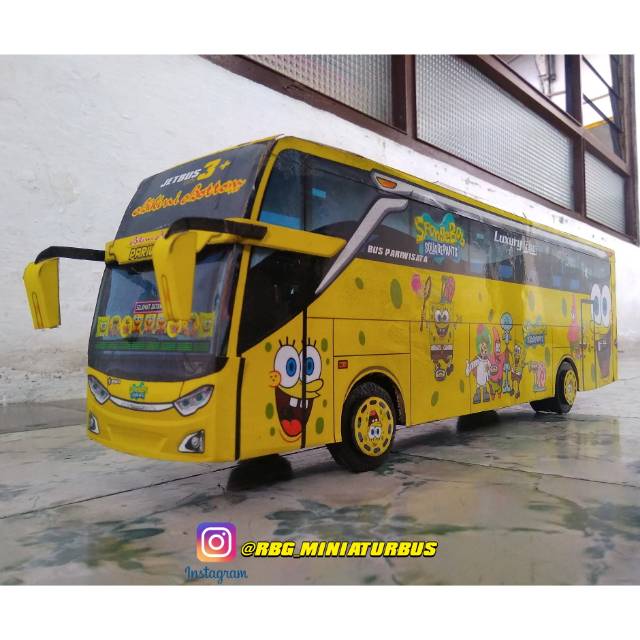 Miniatur Bus Spongebob Squarepants JB3+ Livery Terbaru A.K.A Bikini Bottom Skala 1:30