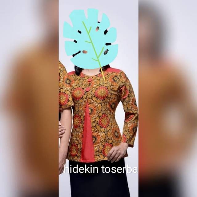 Blus blouse atasan seragam batik wanita jumbo big size M-5L Mawar Merah