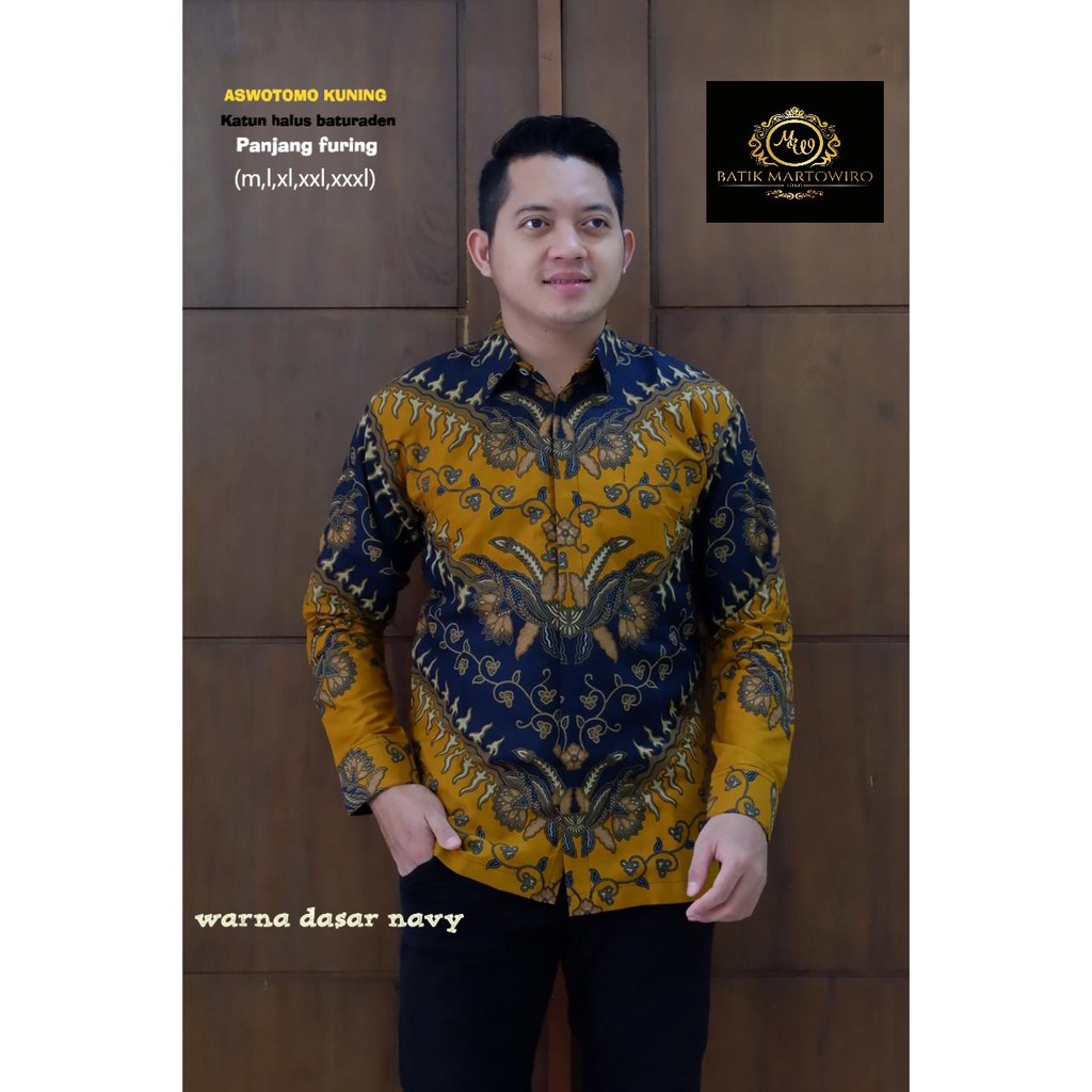 ASWOTOMO KUNING kemeja batik pria lengan panjang terbaru ORIGINAL BY MARTOWIRO