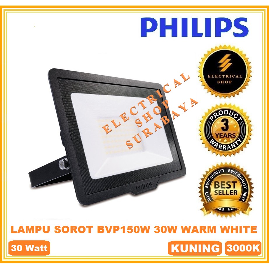 PHILIPS LAMPU SOROT BVP150 30W LED 25 KUNING (GROSIR) FLOOD LIGHT TEMBAK BVP133 30 W WATT 30WATT