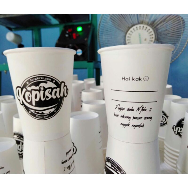 Paper Cup Sablon + Tutup 8oz Min.Order 300 pcs