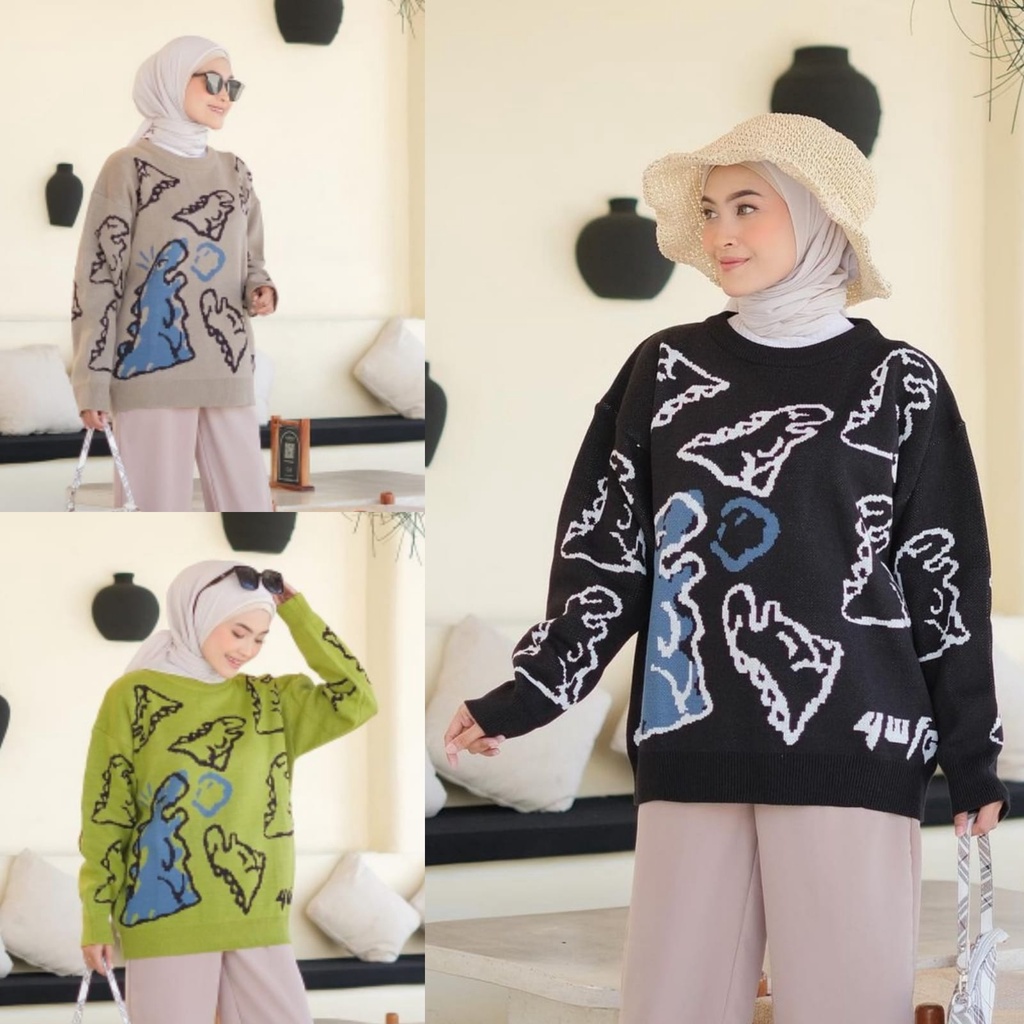 KNIT PREMIUM DINO SWEATER RAJUT HALUS KOMPUTER (MR)