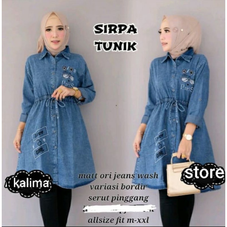Tunik jumbo terbaru/tunik jeans/tunik terlaris / tunik levis wanita / tunik wanita terbaru 2021 / at