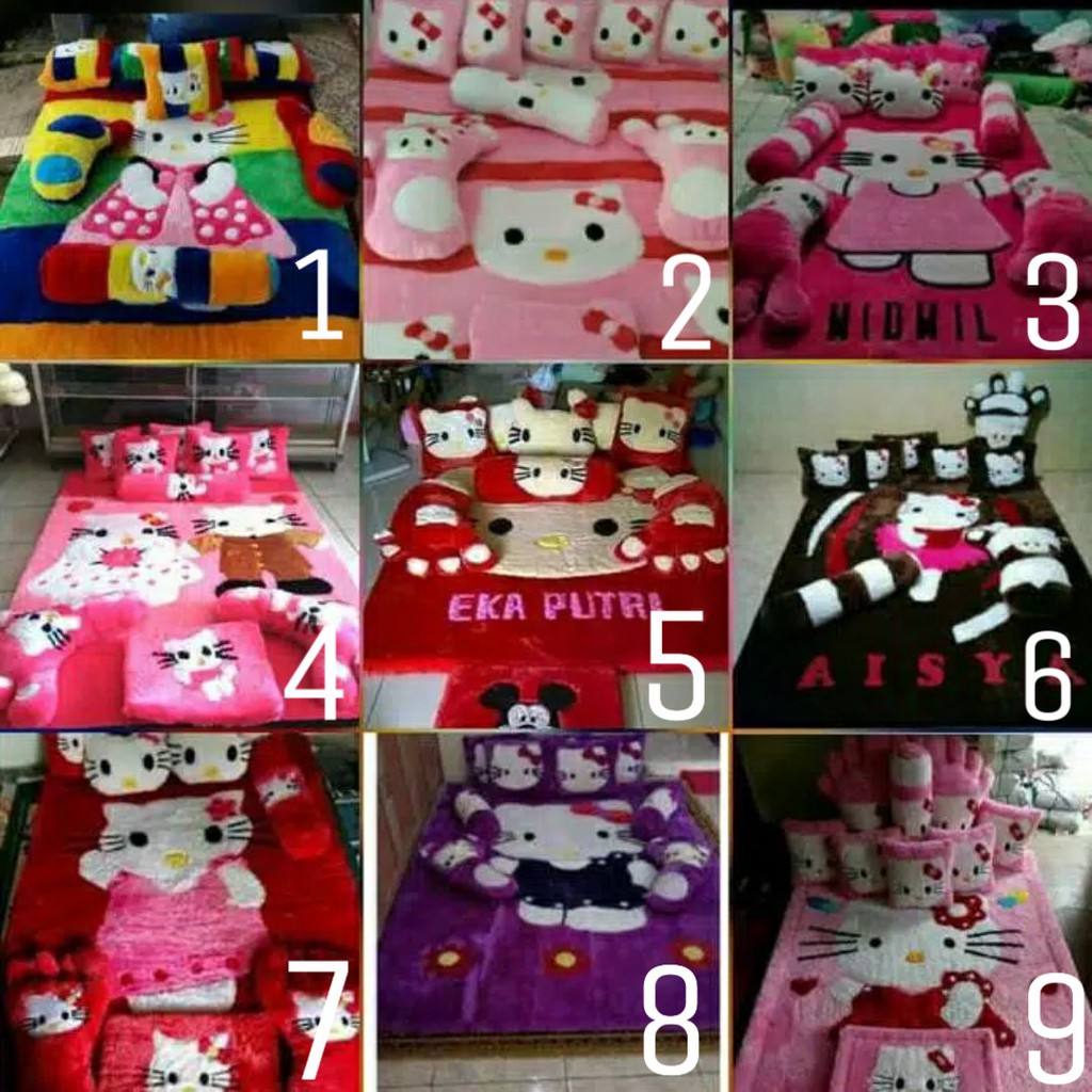 Karpet karakter Fullset Hello kitty Doraemon Keropi - karpet bulu rasfur - karpet rasfur fullset