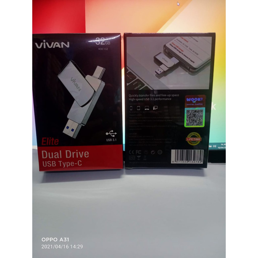 Flashdisk Vivan 32gb VOC132 OTG Type C Dan USB 3.1/3.0 Dual Interface ORIGNAL GARANSI RESMI SEUMUR H