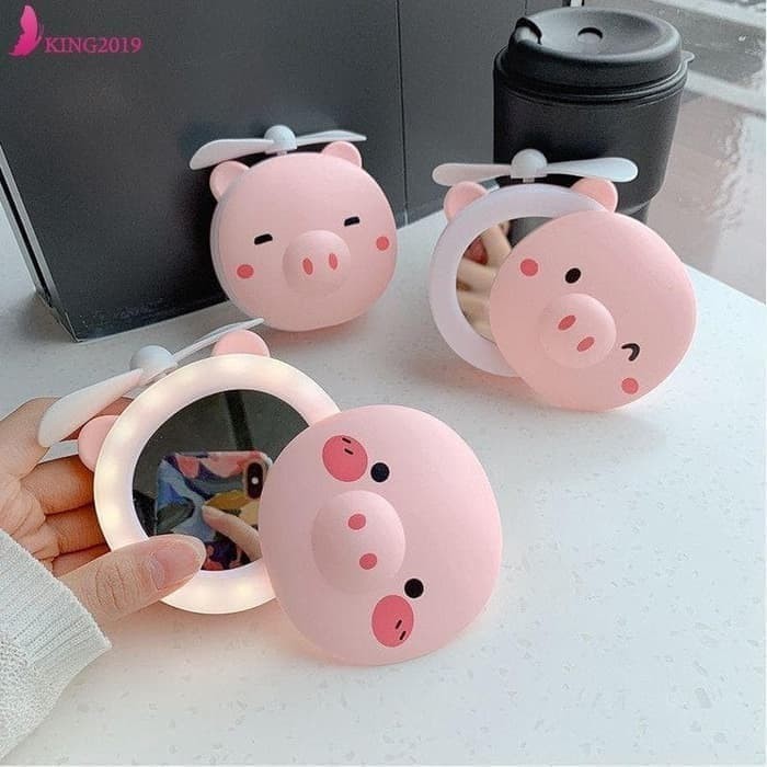 Fan Led Mirror - Kipas Cermin Led Portabel Mini 3 in 1