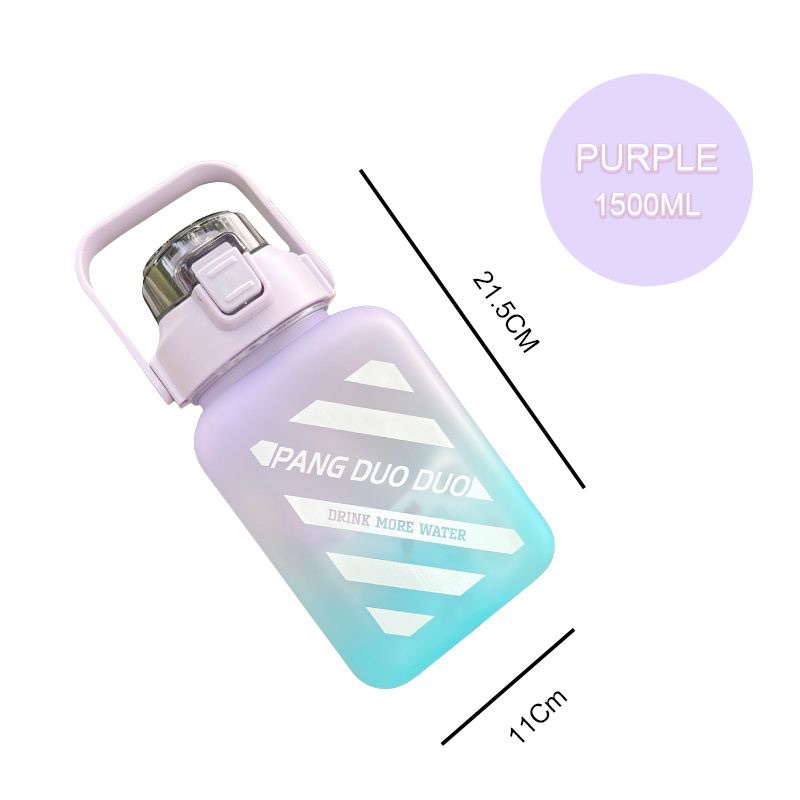 Botol Minum 2 Liter 2000ML 1300ML 1.3 Liter VIRAL/Botol Gradasi/Botol Lucu/ Botol Besar-Kotak Ungu 1500ml