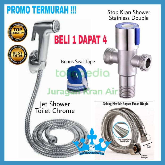 Jet Shower Toilet Closet Stop Kran Cabang Selang Kloset Stainless