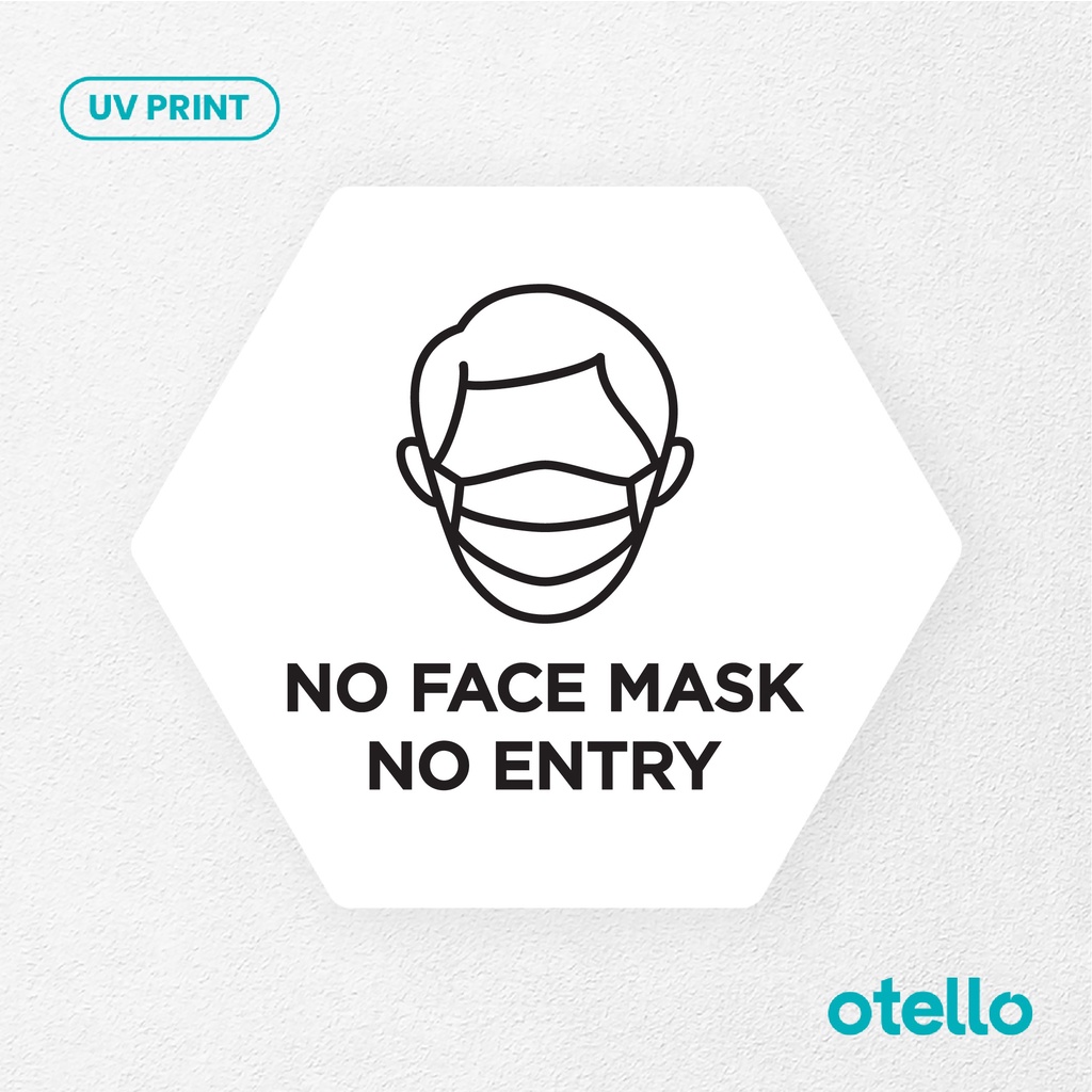 No Face Mask Sign Board Akrilik Tempel Signage Dinding Papan Label Acrylic Restoran Wall Stiker Dinding Petunjuk Toko Cafe