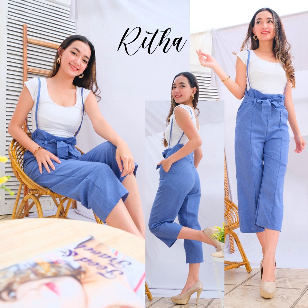 Toply Shop COD Overall ritha jampsuit wanita korean