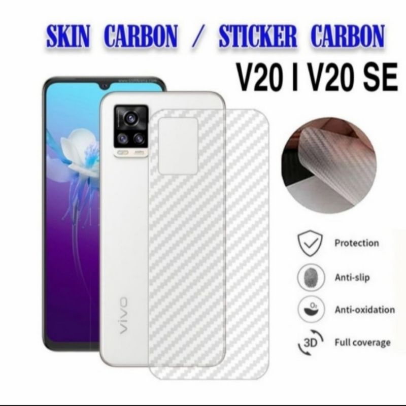 Vivo V20se V20 V21 4G V21 5G skin carbon anti gores belakang karbon