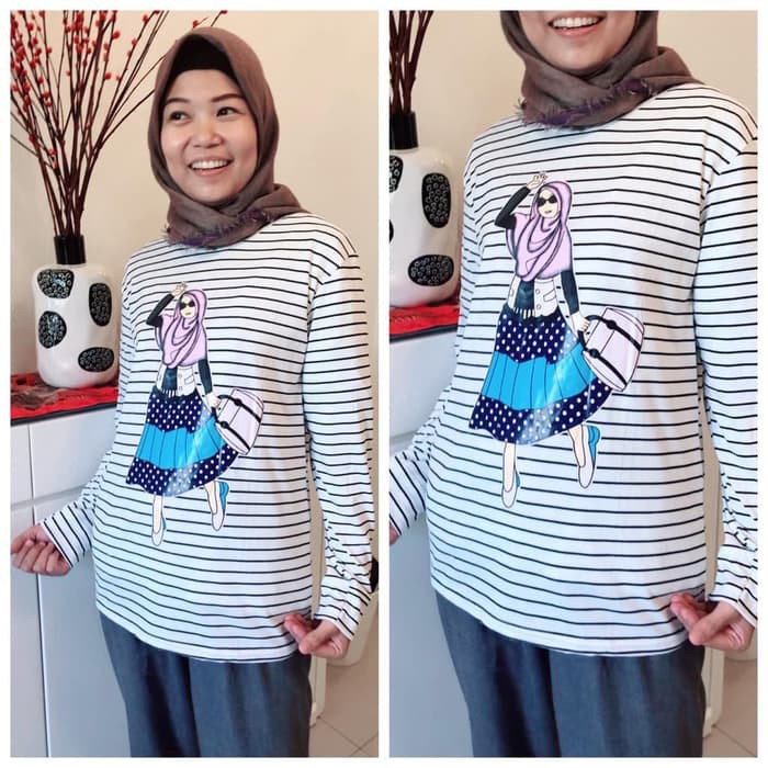 grosir fashion jakarta - baju atasan KAOS wanita SALSA stripe - konveks