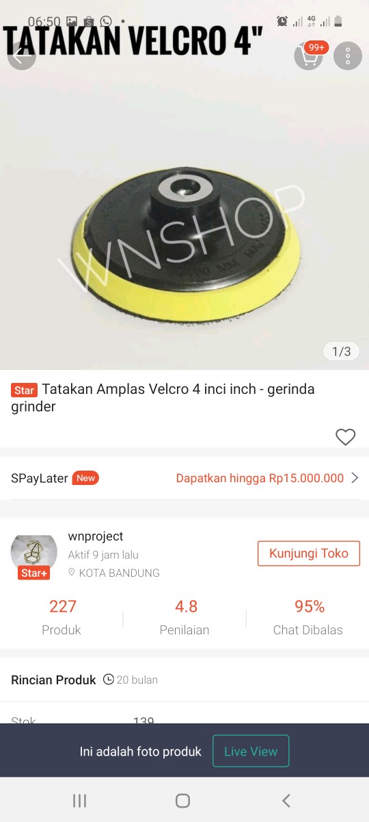 Tatakan Amplas Velcro 4 Inci Inch - Gerinda Grinder