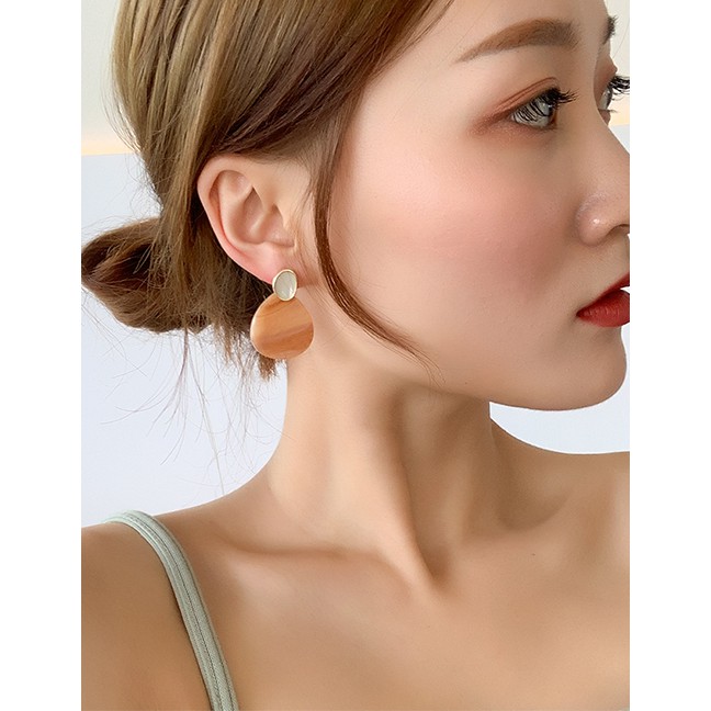 LRC Anting Tusuk Fashion S925 Silver Needle Geometric Resin Earrings F65074