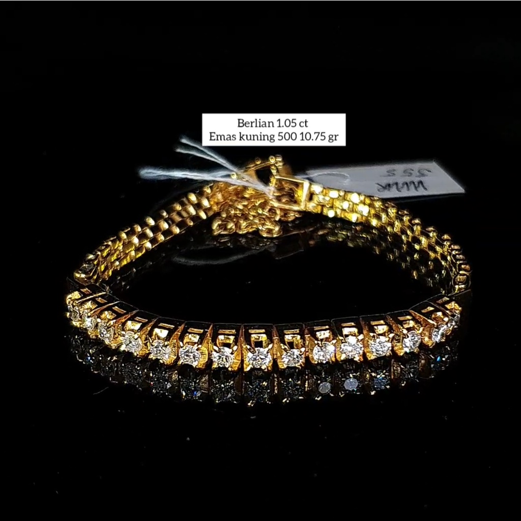 Gelang berlian listring 1.05 ct bahan emas kuning kode 1061