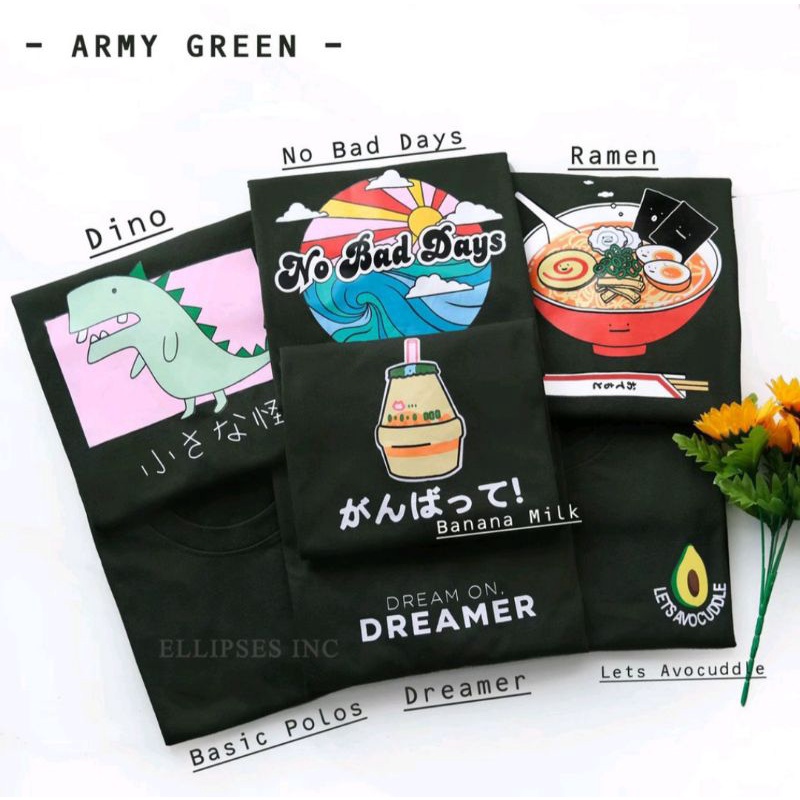 Kaos wanita Oversize Sage green x army green