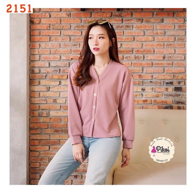 Cardigan polos wanita / cardigan pink lucu / cardigan scuba murah / cardigan korea lucu murah / 2151