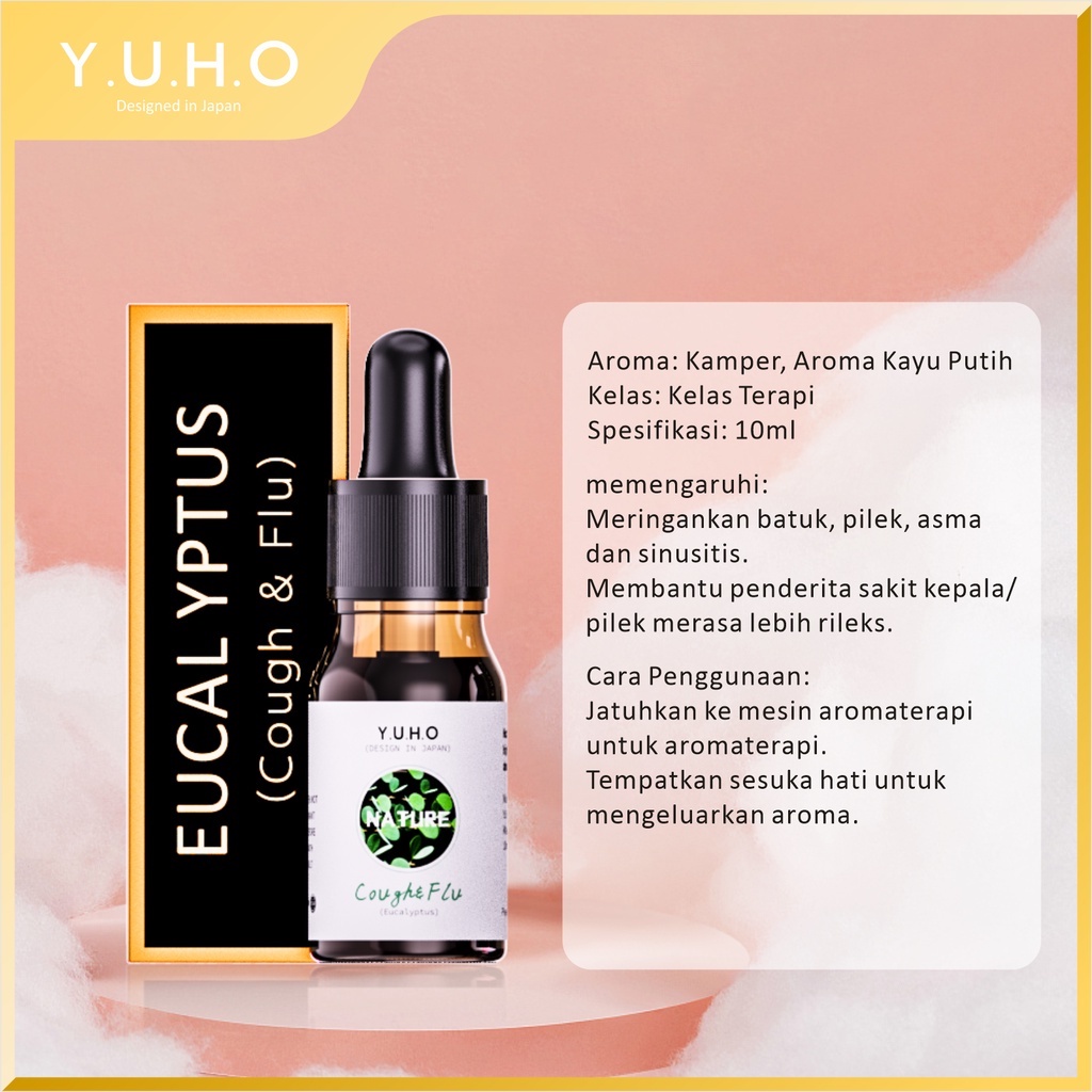 YUHO Diffuser humidifier mobil portable essential oil reed hampers safe care aromatheraphy pembersih udara Pelembab minyak esensial aromaterapi parfum pengharum uap ruangan air purifier penyejuk infuser minimisk-Y-Eucalyptus