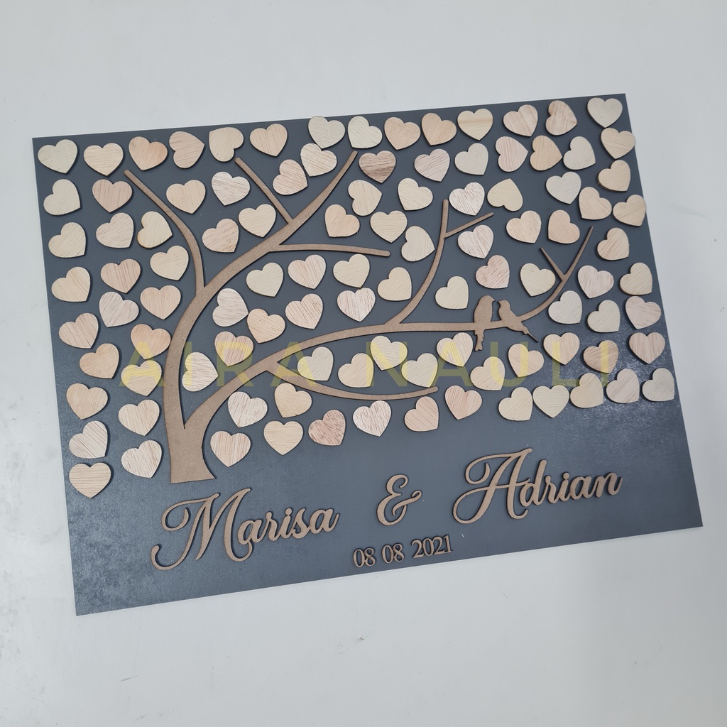 

Custom Guestbook Wedding 30x40cm Love Heart Kayu Buku Tamu Unik Ucapan Undangan Pernikahan Motif Hati