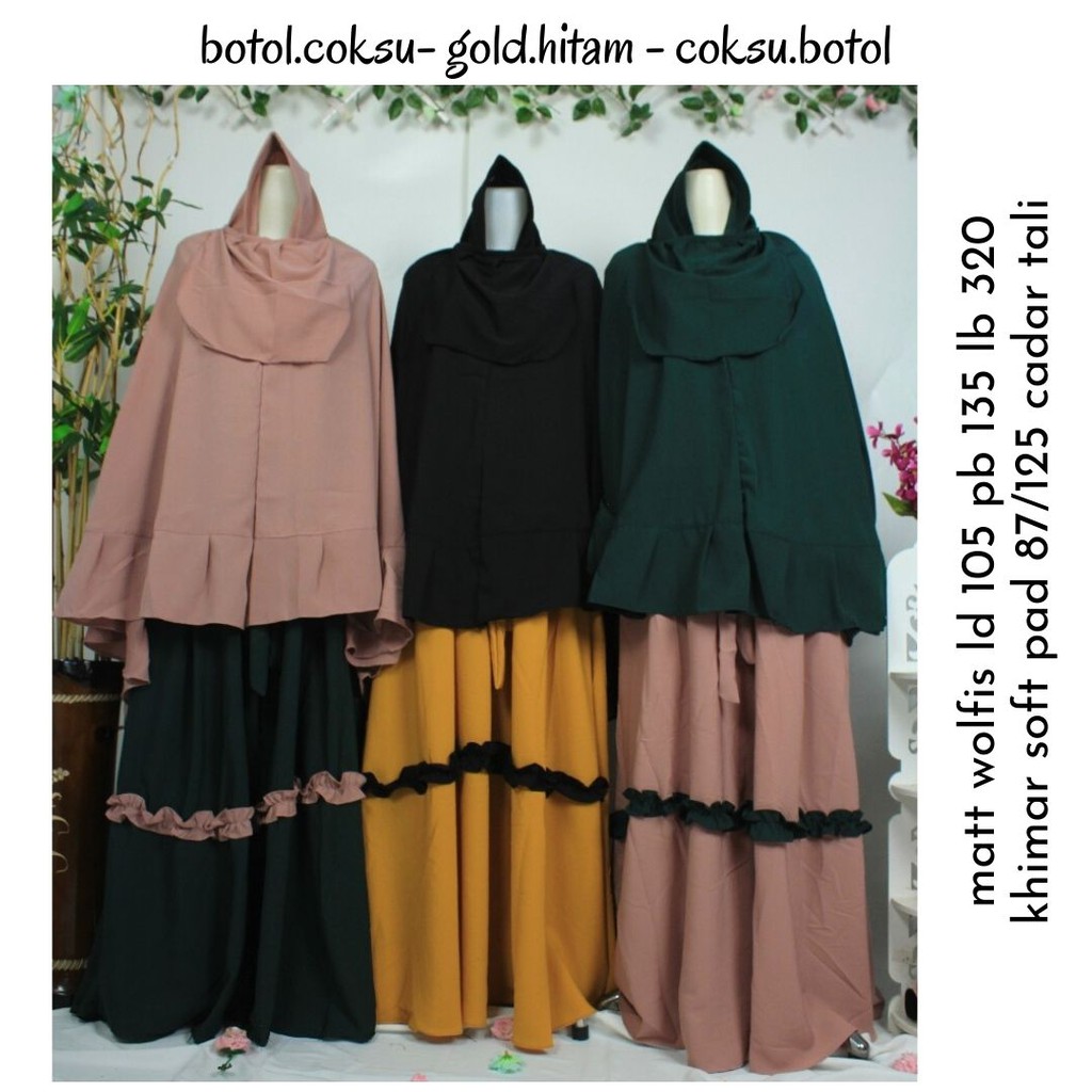 GAMIS WOLFIS SET CADAR khimar kriwil serut bawah HAGIA PREMIUM NIQOB PURDAH TERBARU