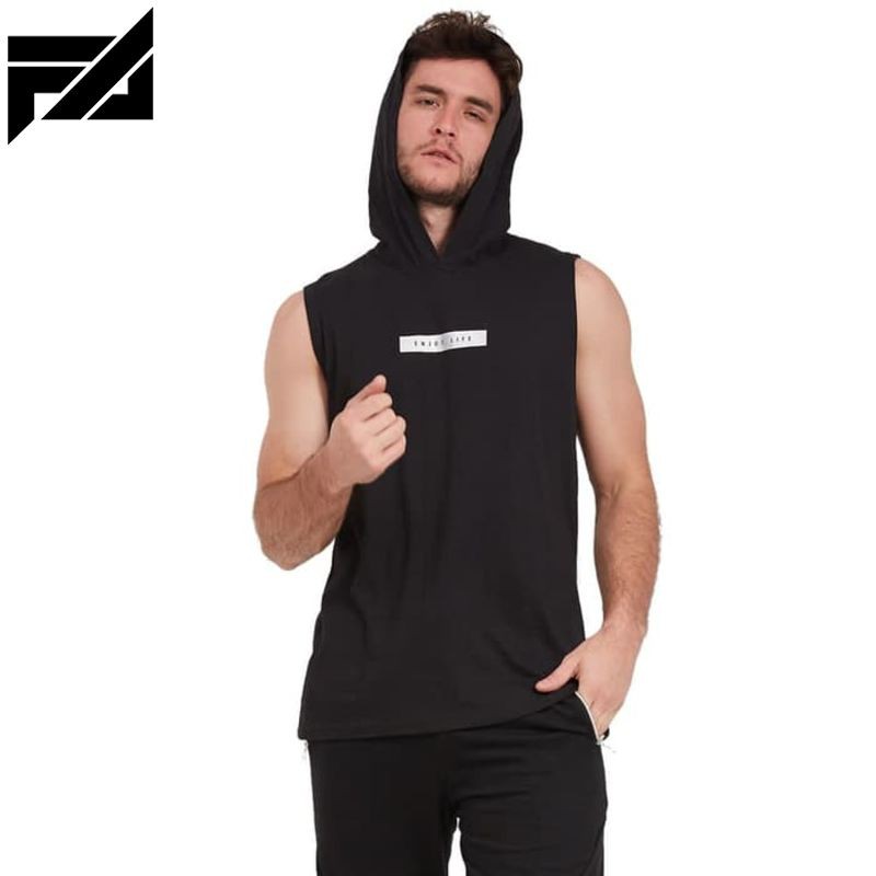 TERBARU VM Kaos Hoodie Singlet Pria Hoodie - Hitam M