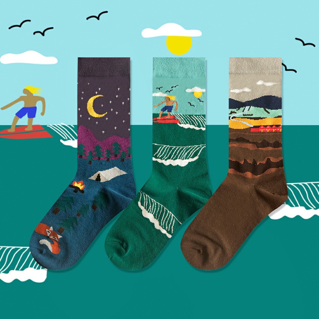 KAOS KAKI ilustrasi I designer colorful socks kaus kaki impor lucu limited