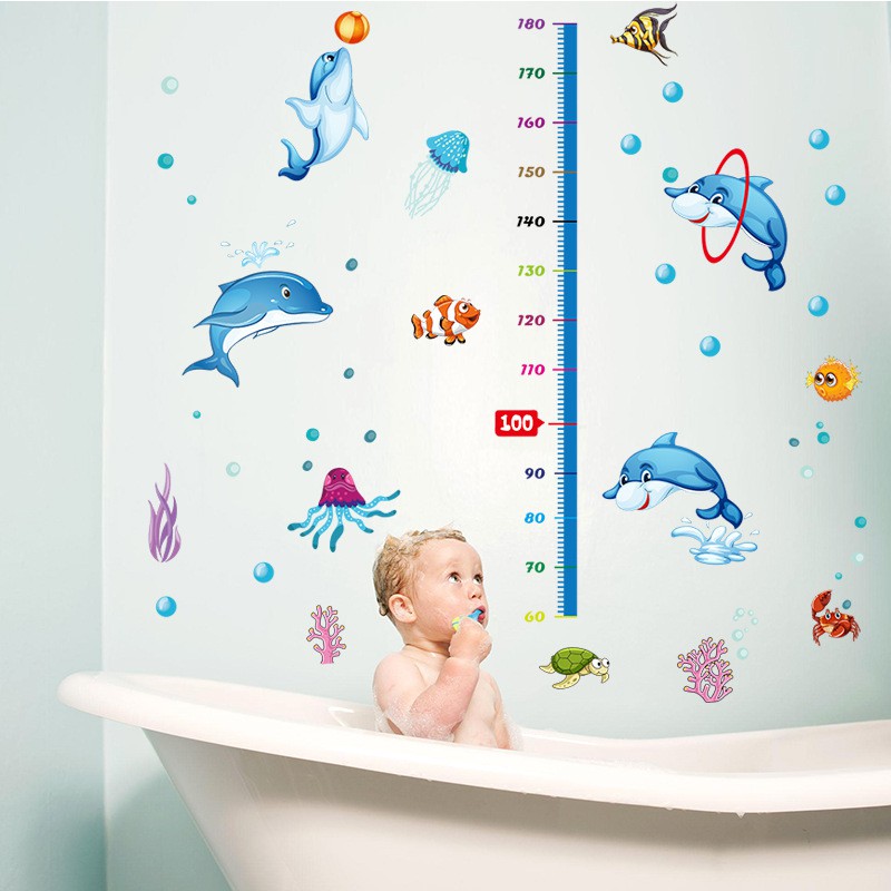 RELIZA WALL STICKER TINGGI BADAN IKAN LUMBA GROW UP FISH DOLPHIN SK9034 STIKER DINDING